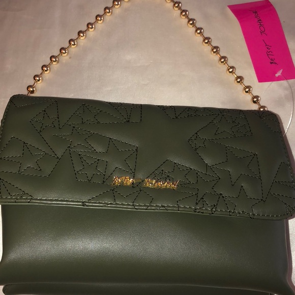 Betsey Johnson Quilted Star Crossbody Or Shoulder Bag Olive Green NWT - Picture 2 of 16